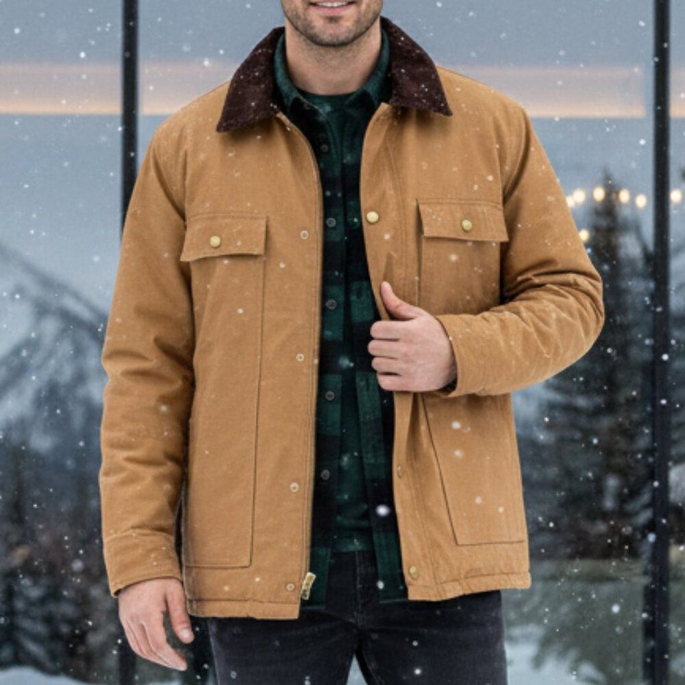 2003 Southern Company Tan Utility Chore Jacket Brown Corduroy Collar Size 3X